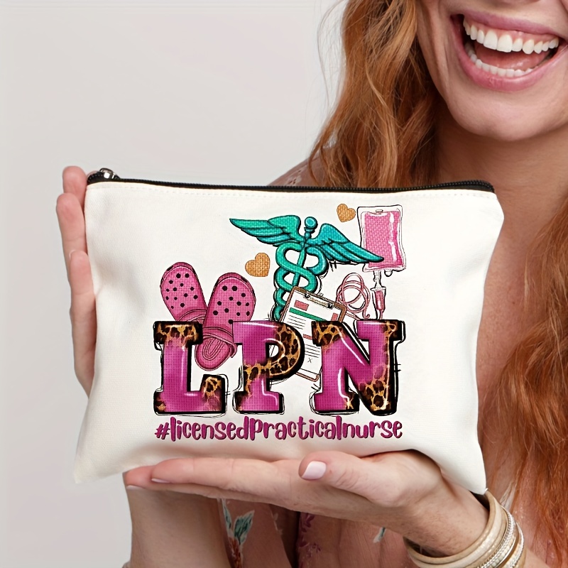 DJHUNG Boho Rainbow Leopard Make-up-Tasche – Lustiges Krankenschwestern-Design, 9.7 X 7 X 2 Zoll