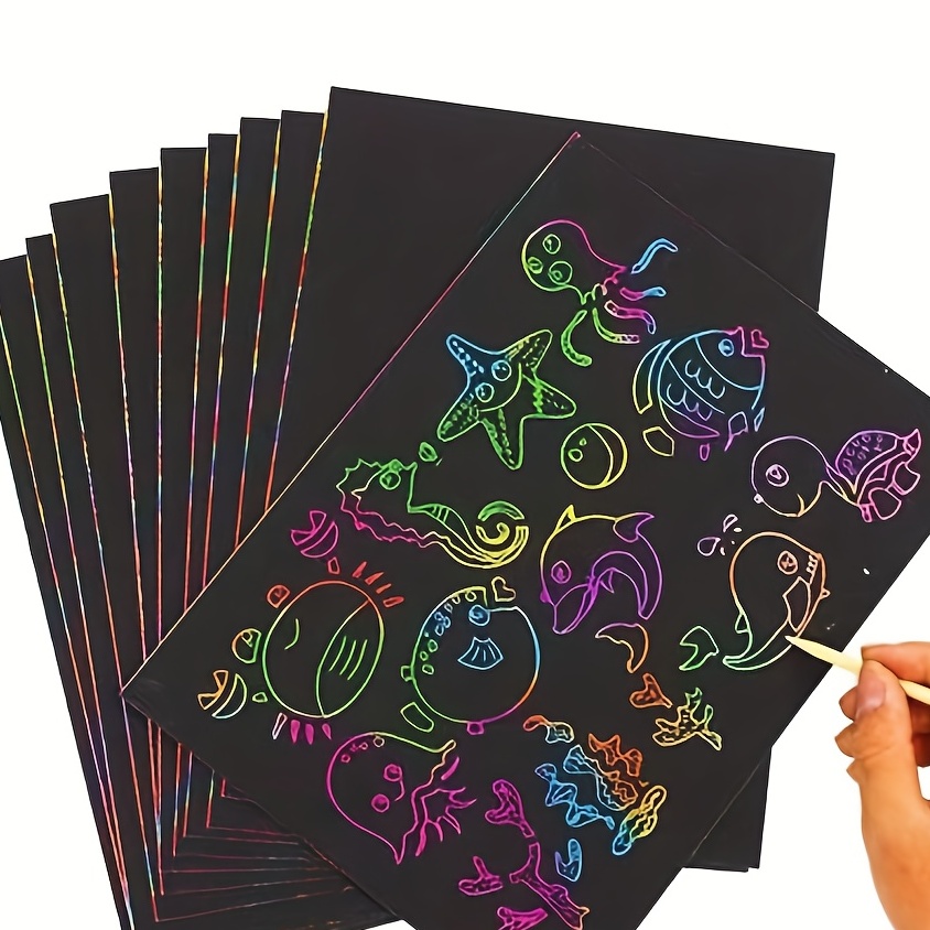 20 Sheets Of Grass Paper Art Set, Scratch Rainbow Magic Paper, With 4pcs  Bamboo Pens, 4pcs Templates, Black Draft Paper, Diy Crafts, Christmas And  Birthday Gift Cards, Rainbow Scratch Art Paper