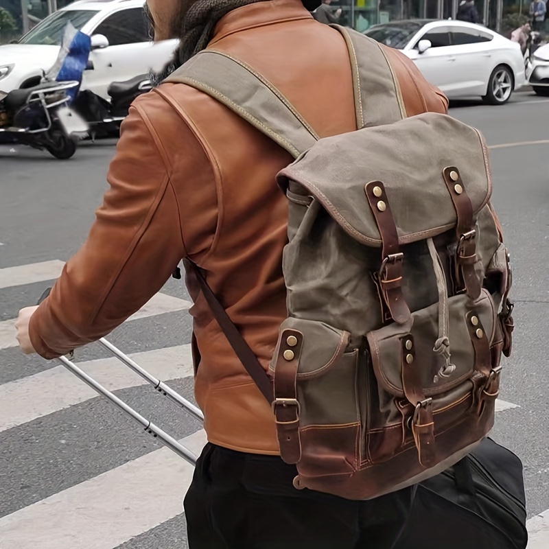 Sac à Dos Moto Scooter Vintage Imperméable en Cuir pour Homme