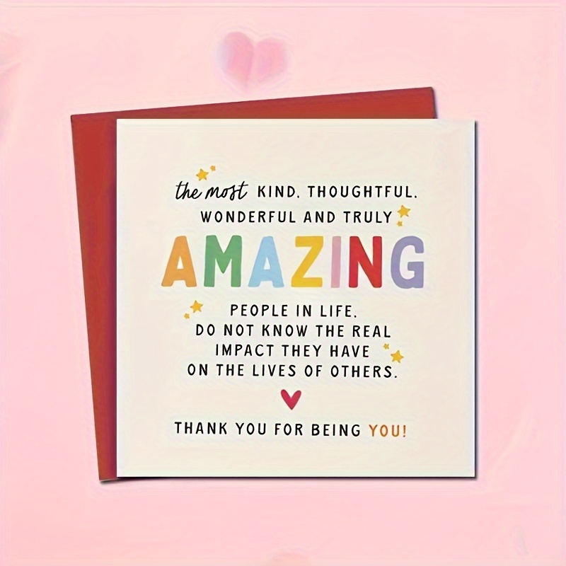 

1/2pcs, Thank You Card With Envelope, Friend Thank You Card, Thank You For Your Amazing, Best Friend Card, Friend Thank You Card, Best Friend Card, For Family, Relatives, Friends, Classmates