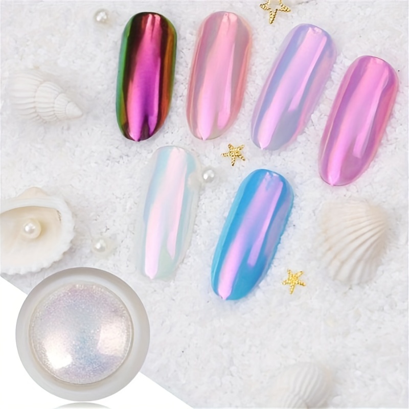 Rainbow Nail Glitter Pearl Neon Pink for Nails Jewelry Glitter Pink Color  Shell Powder Mermaid Pearl Mirror Powder
