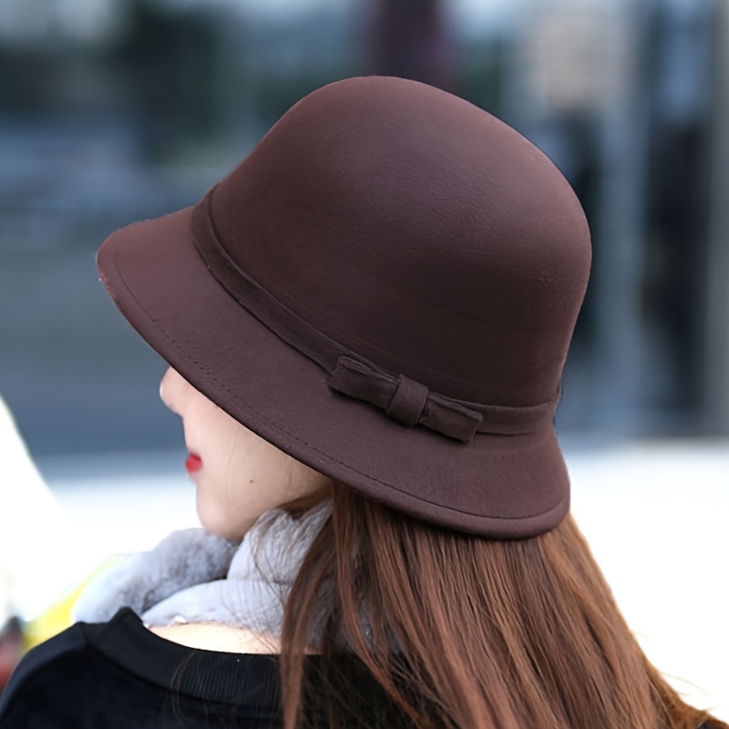 Classic Thin Bowknot Bucket Hat Elegant Solid Color Basin - Temu