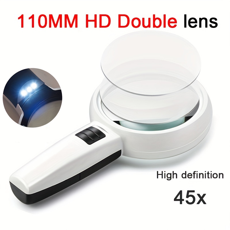 Handheld Magnifier 3LED Light 45X Reading Magnifying Glass Lens Jewelry  Loupe