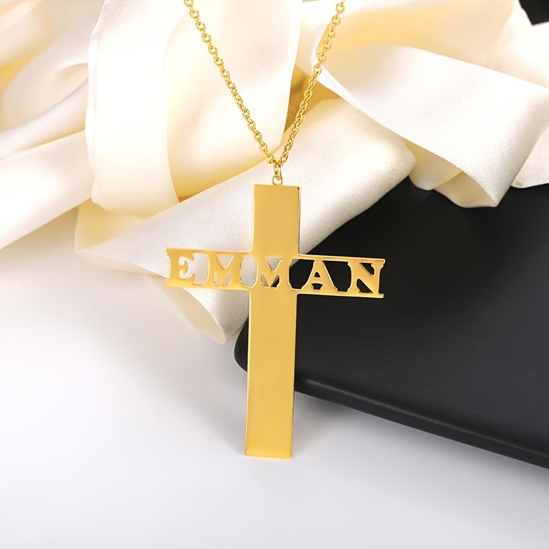 

Customized Necklace Vintage Name Cross Necklace For Women Men Stainless Steel Necklace Jewelry Gifts (customied Only English Language)
