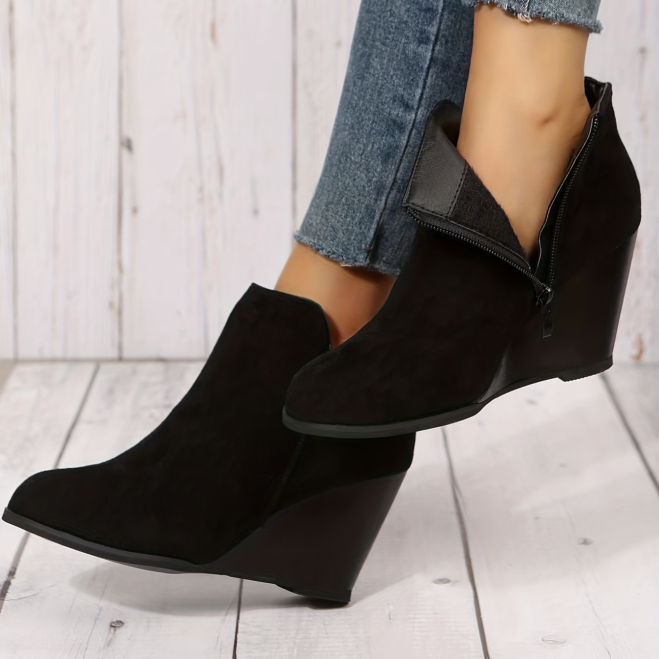 Women's Solid Color Boots Slip Round Toe Low top Velvet Warm - Temu