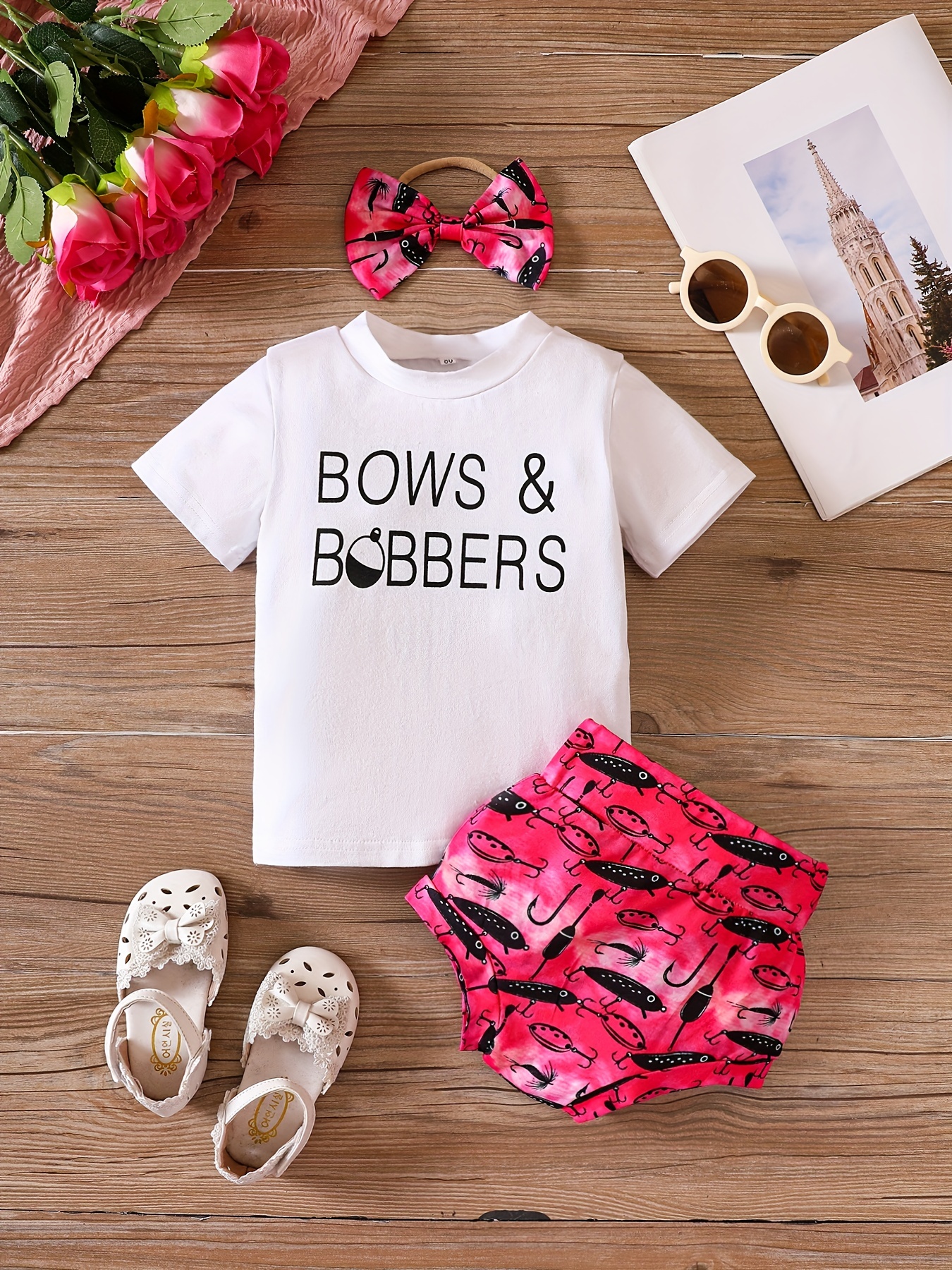 Toddler Baby Girls bows Bobbers Print T shirt Fishing Lure - Temu Mexico
