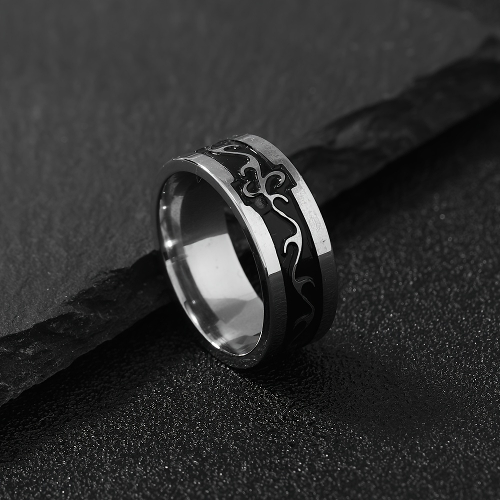 Men's Dragon Pattern Stainless Steel Rotating Ring