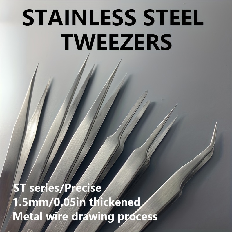 The Hobbyworker 4.72inch Stainless Steel Black Reverse Clip Tweezers  Stainless Steel Soft-Grip Tweezers Curved Fine Tip Tweezer For DIY Beaded  Jewelry