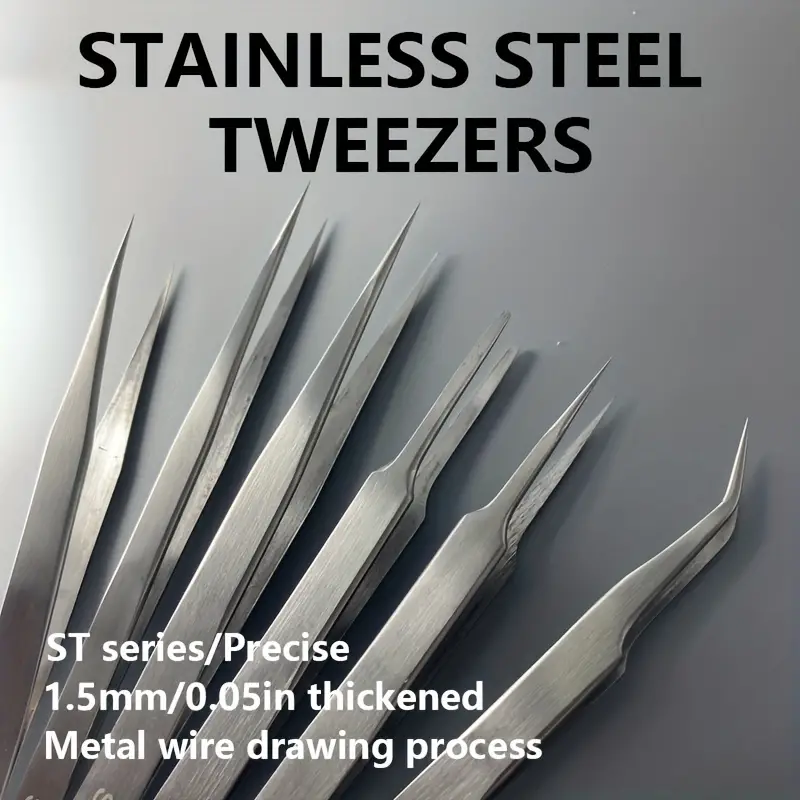 Precision Tweezers Stainless Steel Industrial Tweezers - Temu
