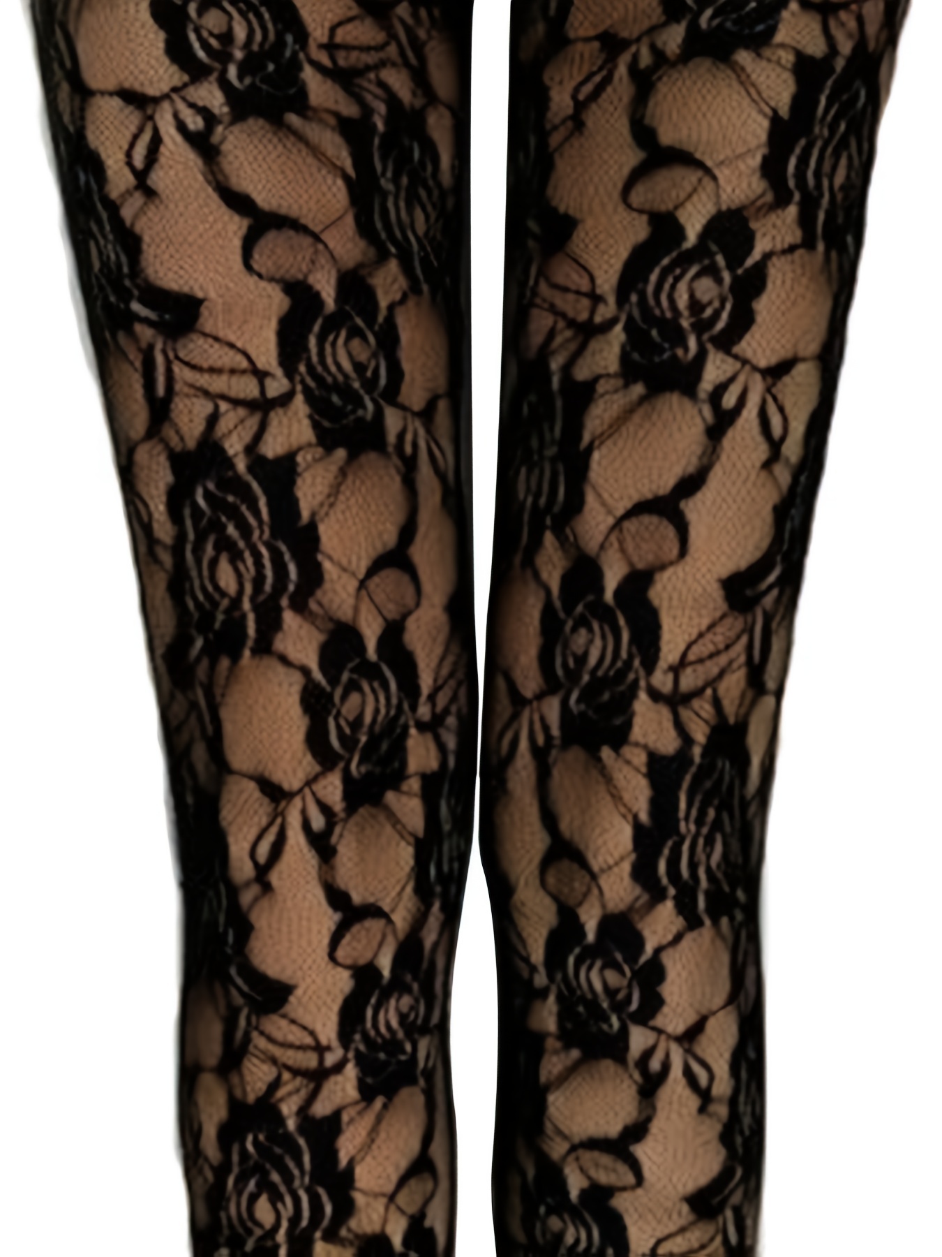 Black Lace Sheer Cropped Leggings, Bottoms
