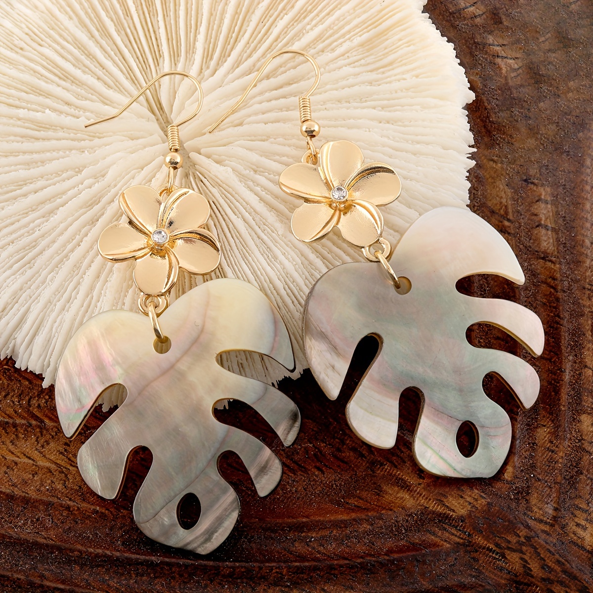 

Tropical Boho Style Dangle Earrings, Leaf Design Dangle Earrings Holiday Vacation Ear Ornaments