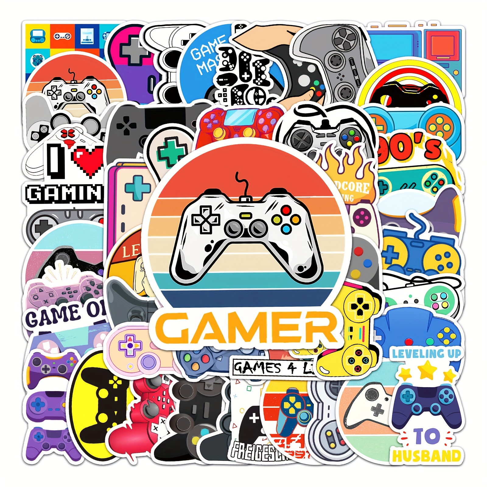 50PCS Vintage Video Gamer Stickers for Laptop Luggage Water Bottle Moto Car  Fridge Waterproof Vinyl Stiker Pack Classic Toys