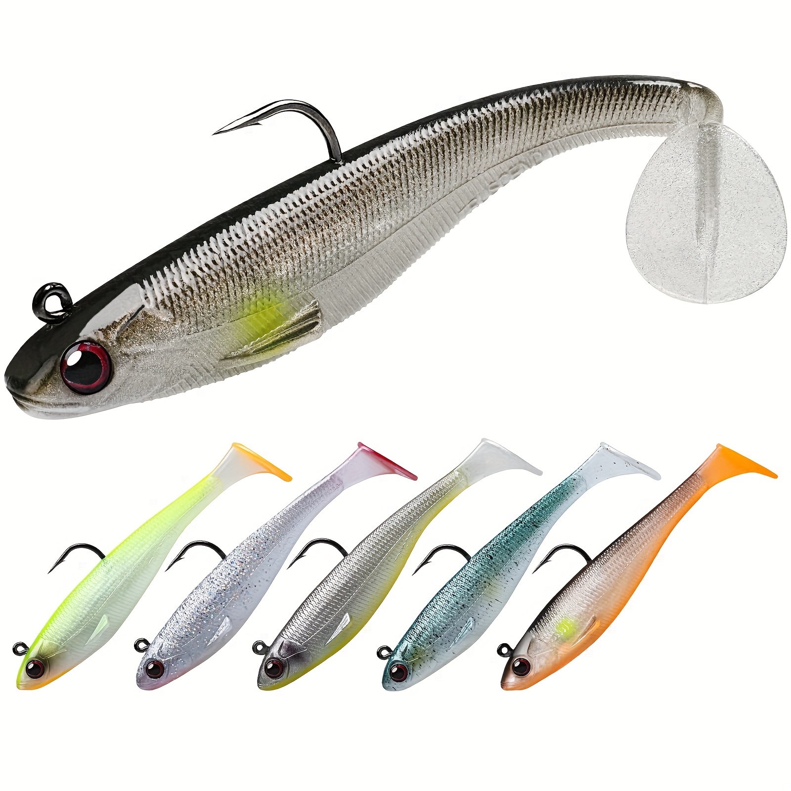 Artificial Pre rigged Jig Head Fishing Lures Bionic Paddle - Temu