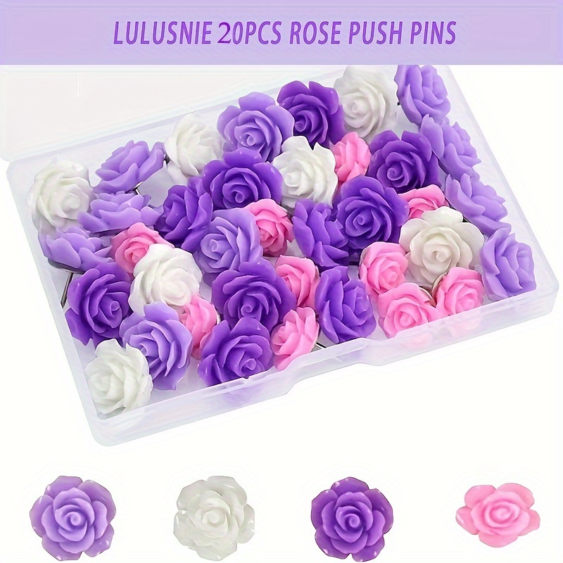 Ink Flower Push Pins 30 Pcs Cute Decorative Push Pins for Cork Board Ink  Color Rose