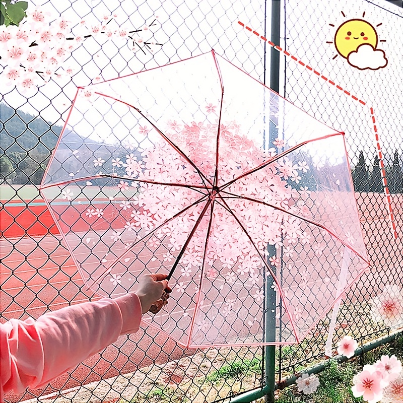1pc Paraguas Transparente Plegable Mini Lindo Sencillo Flor - Temu
