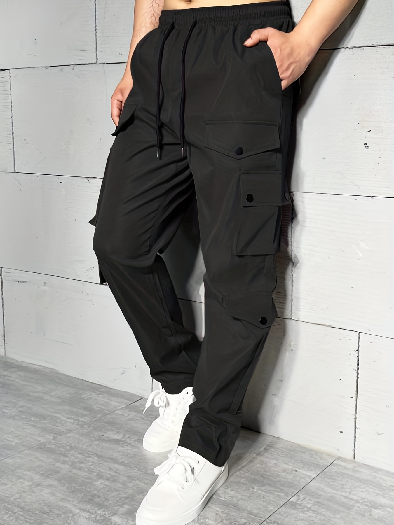 Drawstring Extra long Pants Casual Dual Pockets Pants Fall - Temu