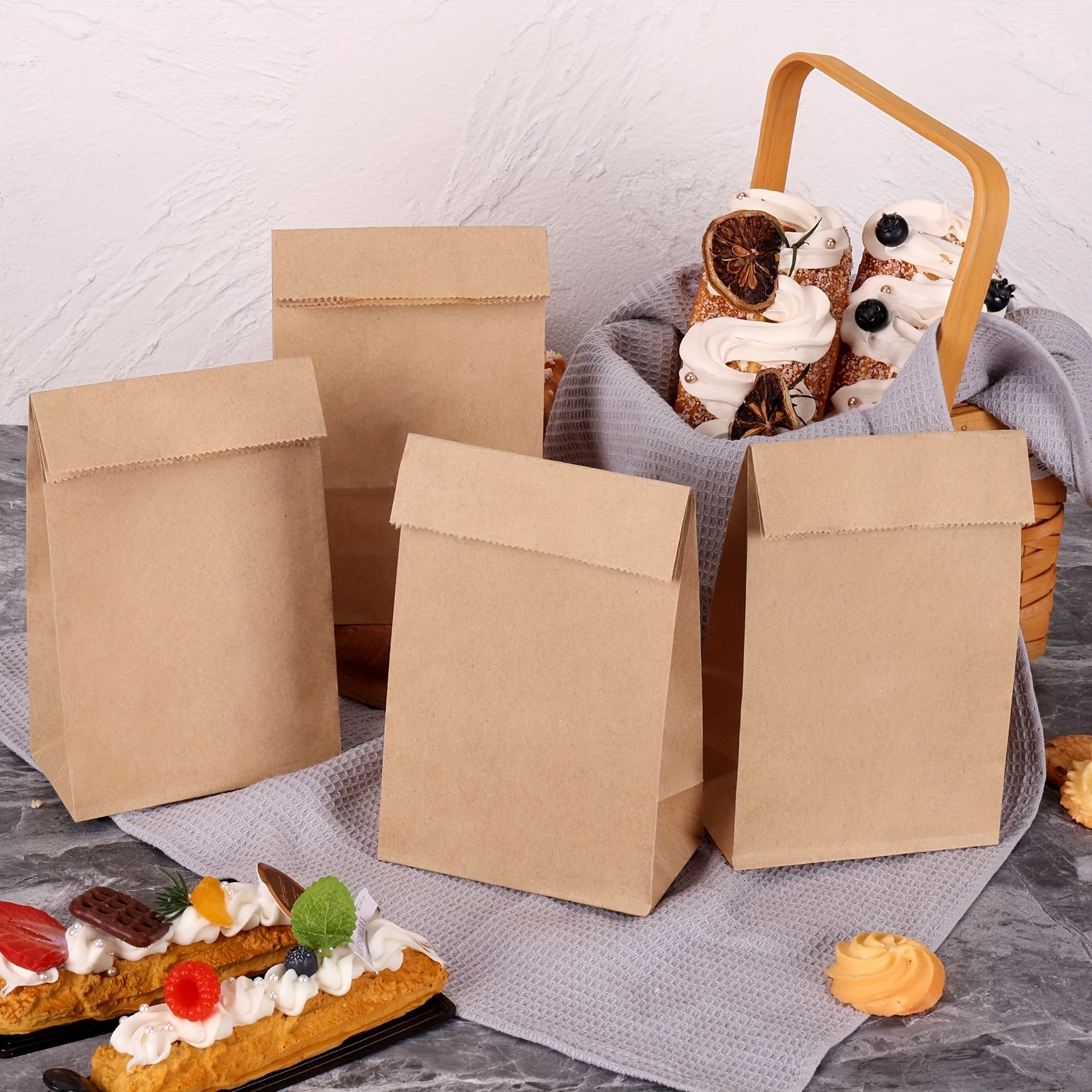 White Kraft Paper Lunch Bags 1 LB Capacity Paper Bags, Bakery Bags