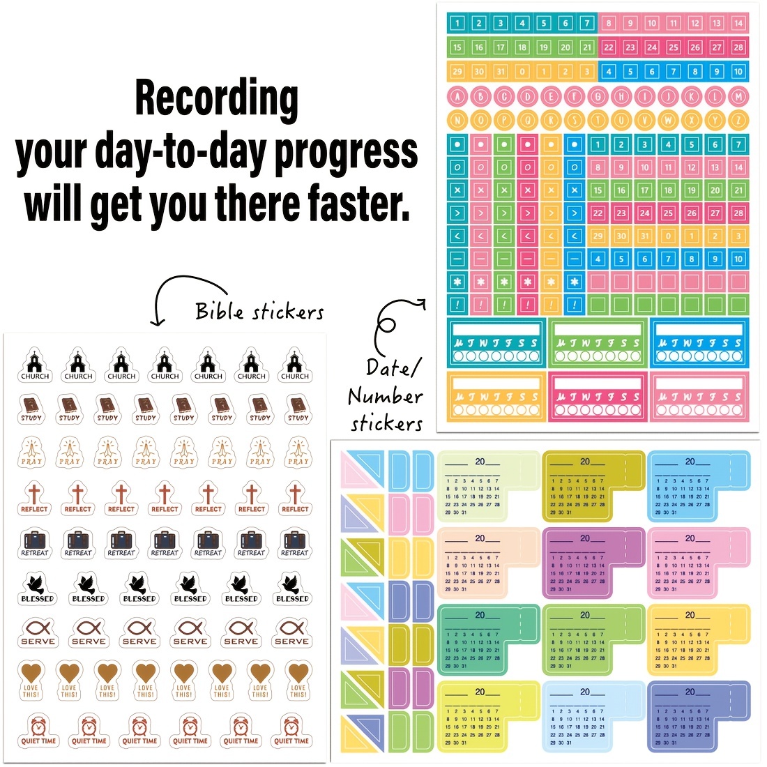 24 Sheets of Date Stickers Monthly Planner Stickers Daily Planner Number Stickers Scrapbook Accessories, Size: Small