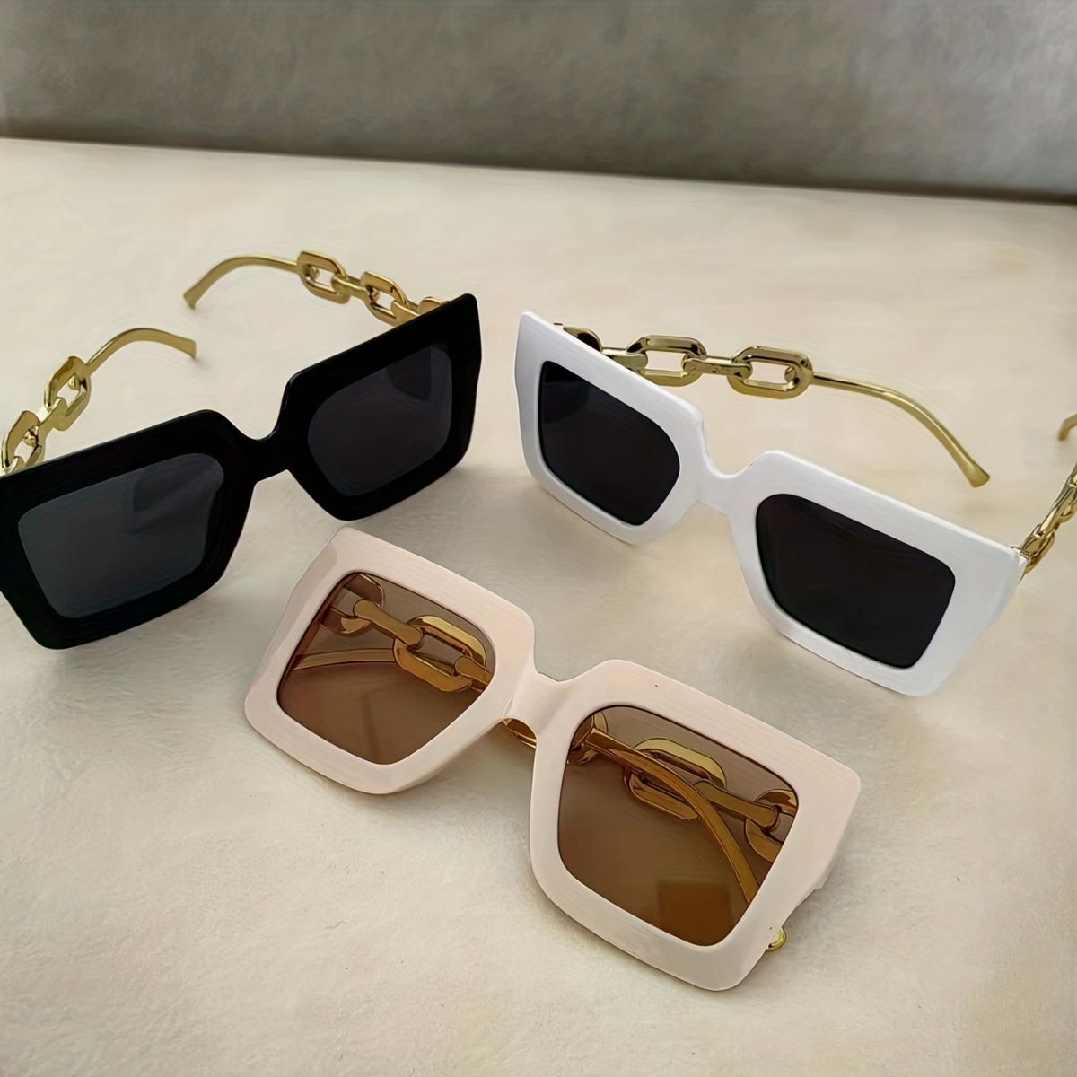 Large Square Fashion Sunglasses For Women Men Luxury Chain Charm Uv400 Sun  Shades For Summer Beach Party - Temu