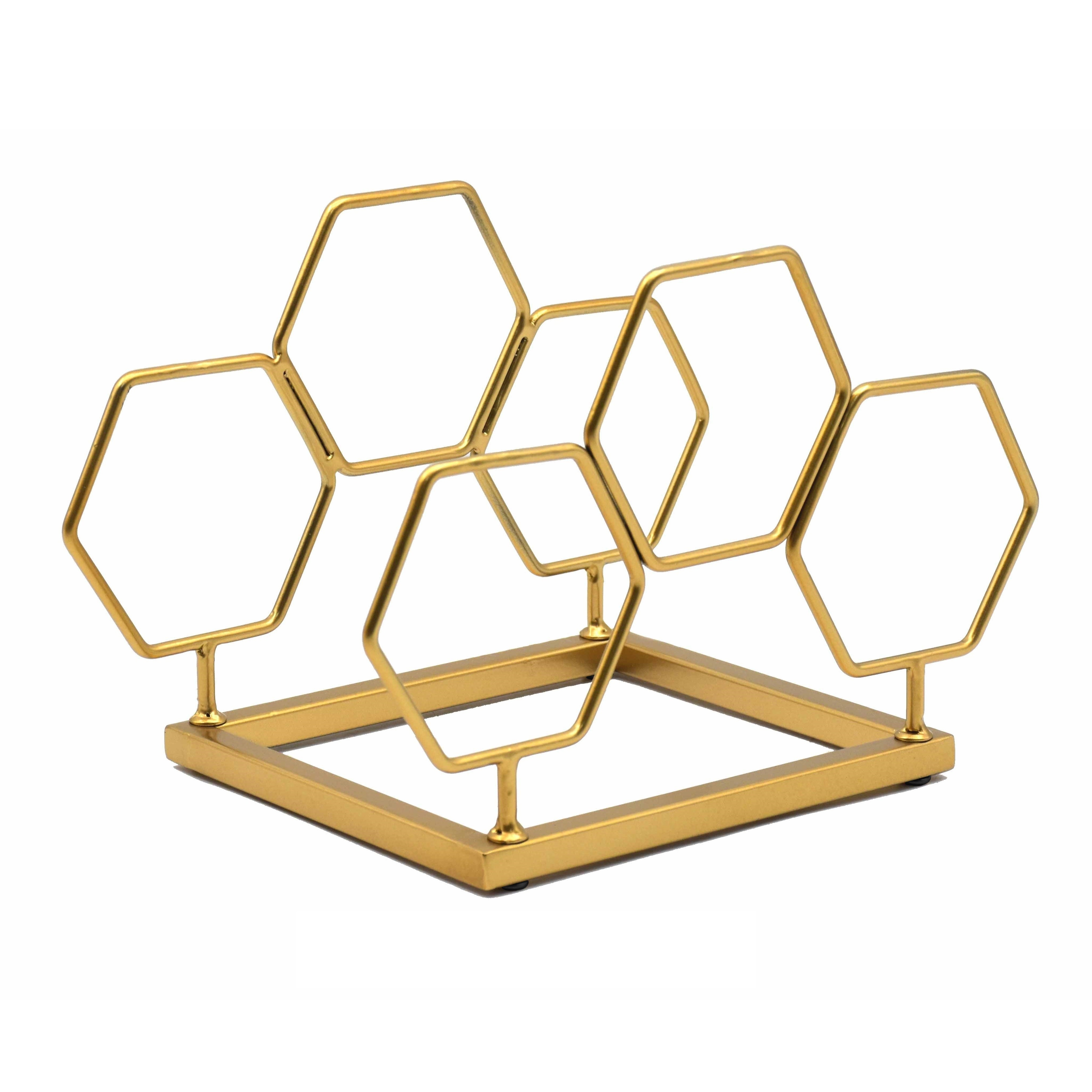 Gold hexagon wine discount rack