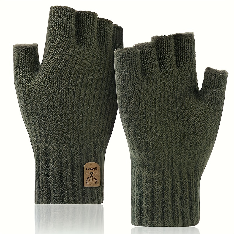 1pair Unisex Knit Fingerless Winter Gloves - Jewelry & Accessories