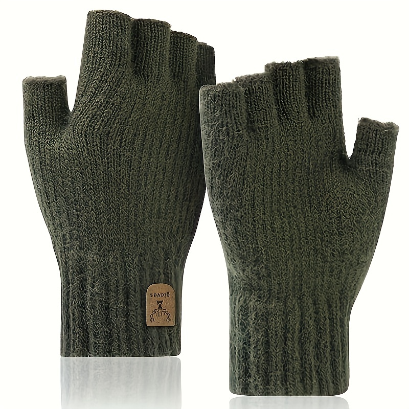 1 Par Guantes Sin Dedos Invierno Unisex Mujeres Hombres, Guantes Punto  Elásticos Gruesos Dedos Exteriores - Joyería Accesorios - Temu Spain