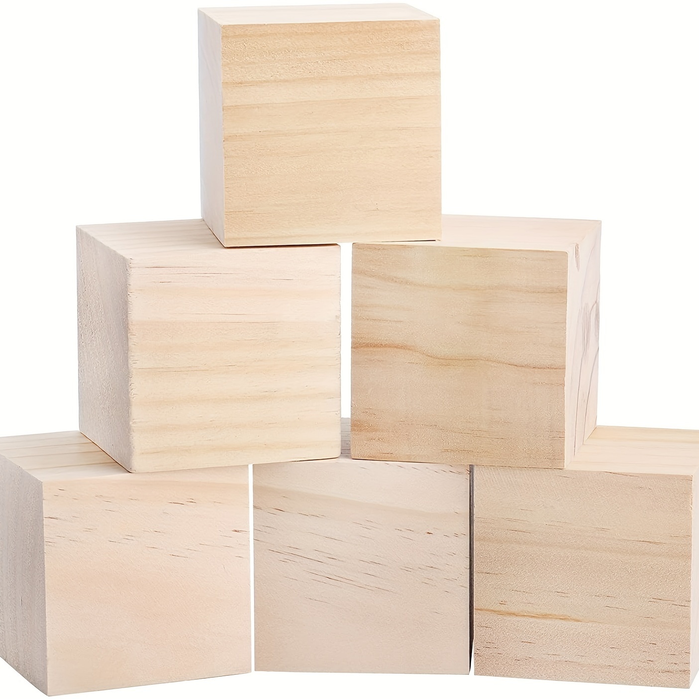 Unfinished Wood Cubes 3 inch, Pack of 2 Large Wooden Cubes for Wood Blocks Crafts and Decor, by Woodpeckers