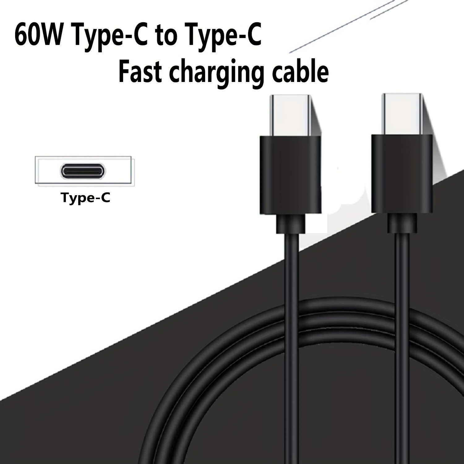 

1pc Usb C To C Fast Charging Cable 3.3/6.6/10ft 60w Type C To Type C Fast Charging Cord Compatible With 15/15 Pro/15 Pro Max/samsung Galaxy S23/s22/s21 Note10[white/black]