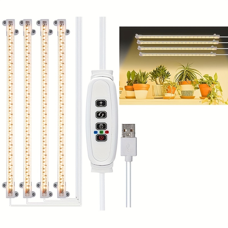 One Usb With 2/3 Bars Led Grow Light Strips 3500k + Red Full