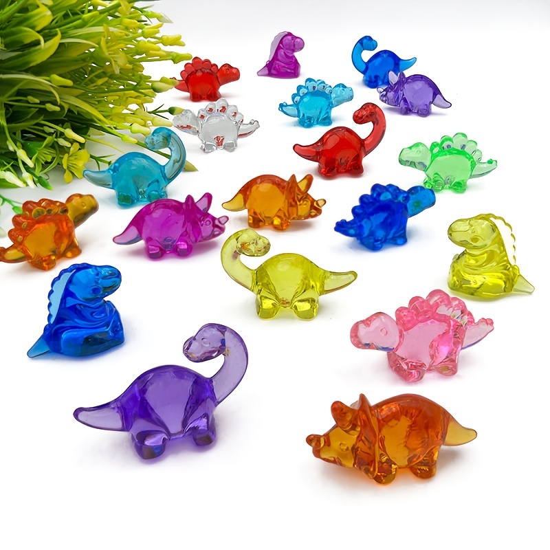 

12pcs Acrylic Dinosaurs Toy, Children Diy Acrylic Gem Toys, Colorful Animal Party Decoration Toys Dino Crafts Toys