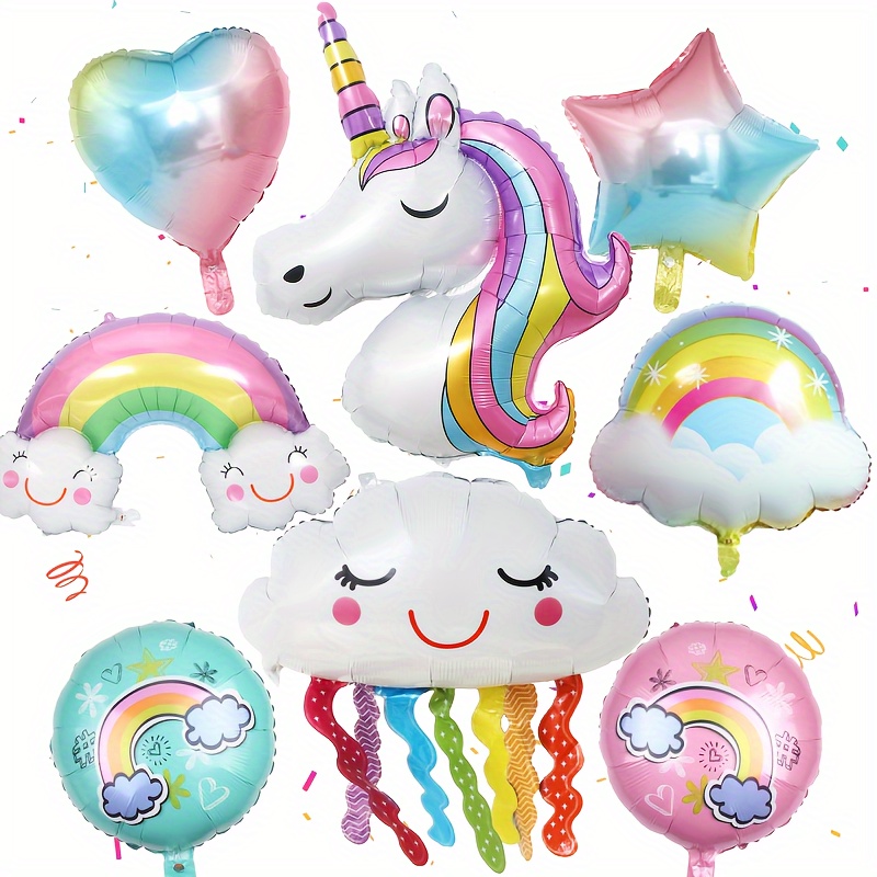 

8pcs Unicorn Birthday Decorations For Birthday Party- Bouquet Of Unicorn Balloons For Rainbow Unicorn Party Supplies