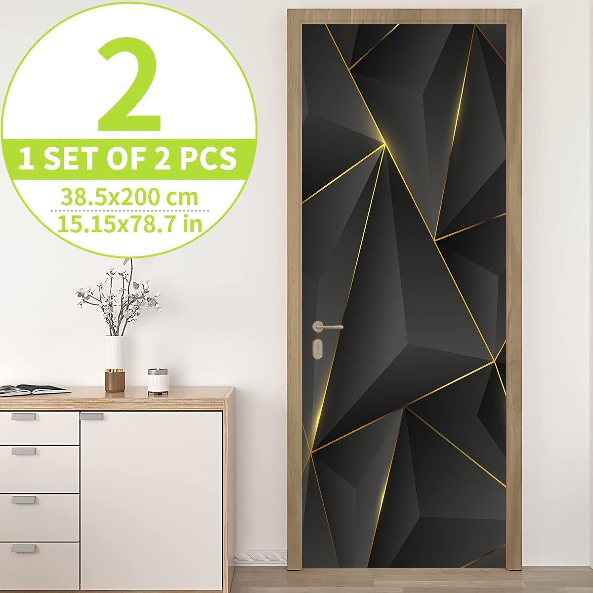 2pcs / set 3d Tür Wand PVC Aufkleber Aufkleber Wasserdichte
