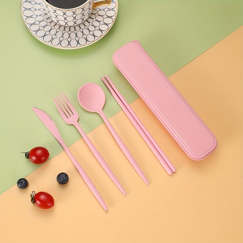 1set Knife, Fork And Spoon Set, Portable Eating Utensils For Cake, Salad  And Dessert, Pp Material