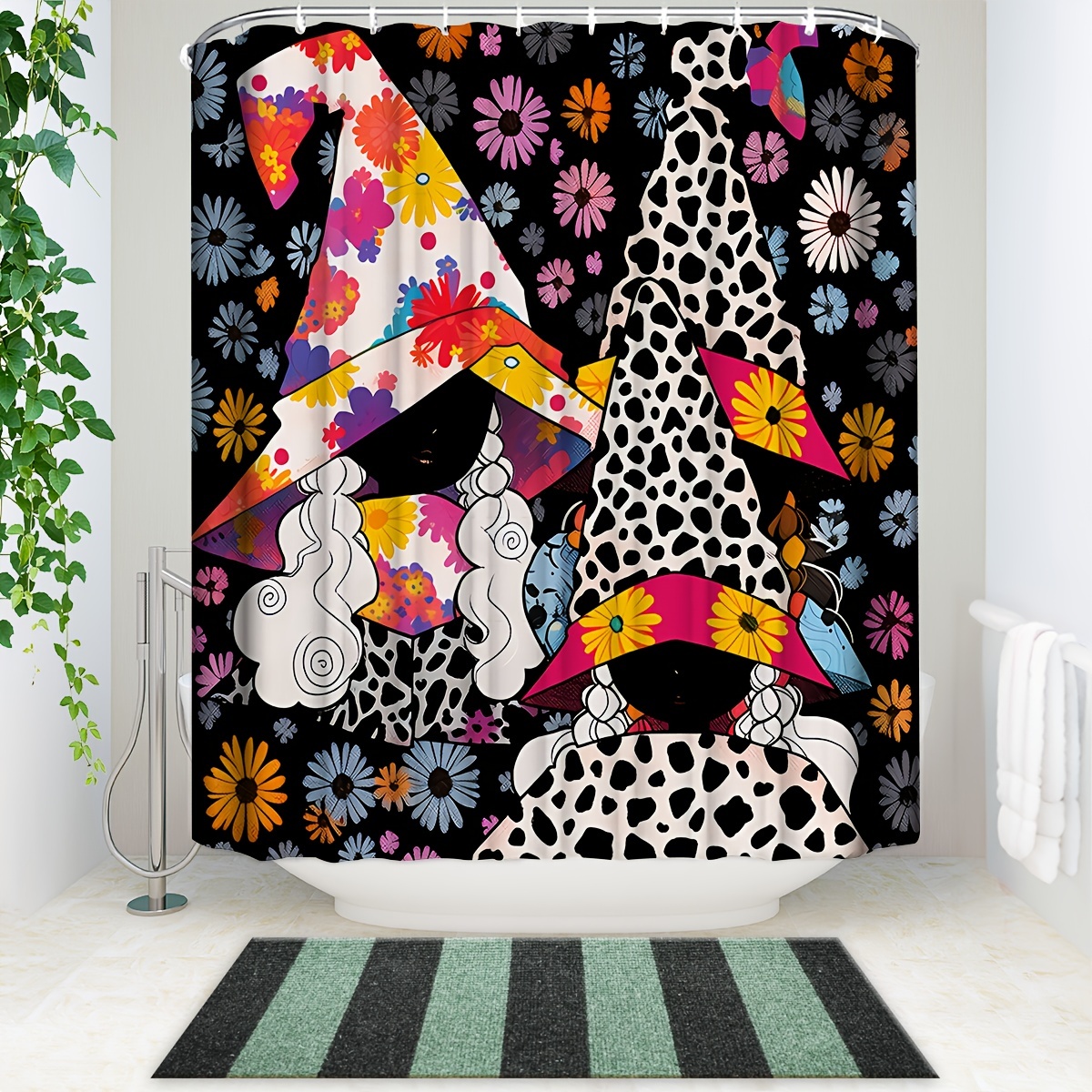 Colorful star - cortina de ducha divertida con ganchos para