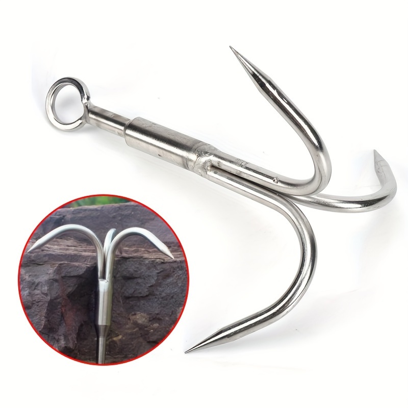 1pc 3-claw Fishing Hook, Stainless Steel Treble Hook With Big Eye, Fishing  Tackle