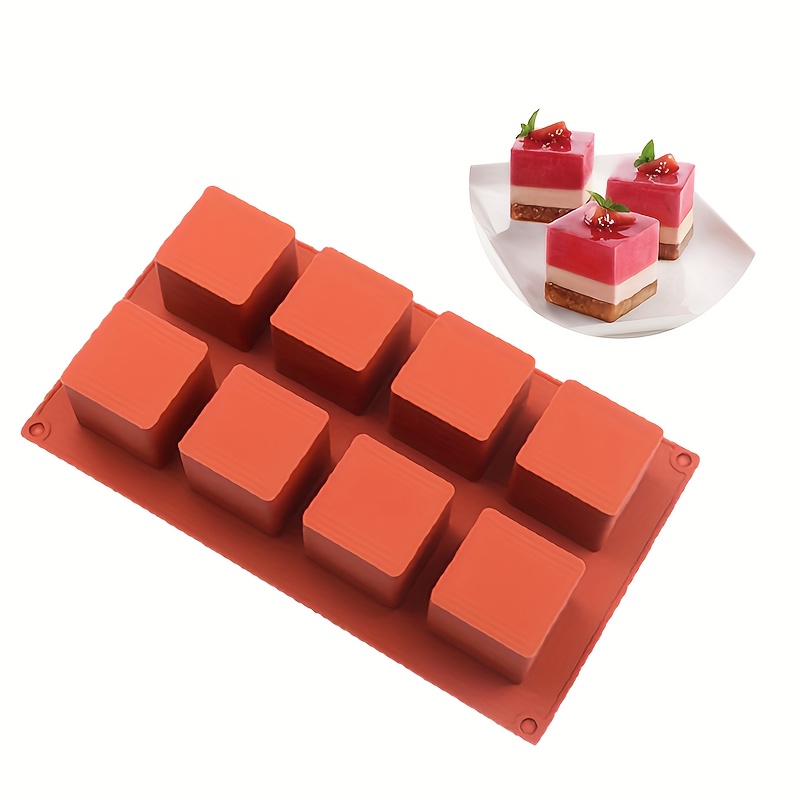 

1pc 8-cavity Cube Silicone Mold, Mousse Cake Fondant Chocolate Biscuit Mold, Kitchen Handmade Pastry Jelly Pudding Mold, Kitchen Accessories, Baking Tools, Diy Supplies