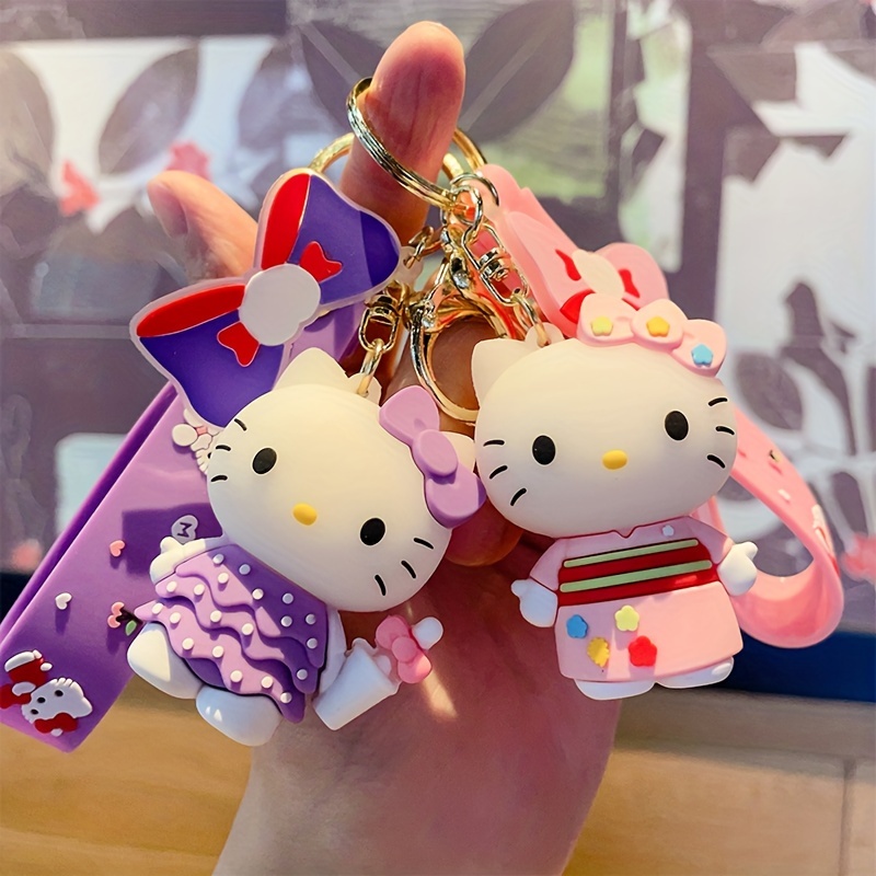 

1pc Hello Kitty Bracelet Wristlet Keychain Cute Kitty Cat Kawaii Anime Doll Bag Charm Phone Lanyard Car Pendant Women Daily Use Gift