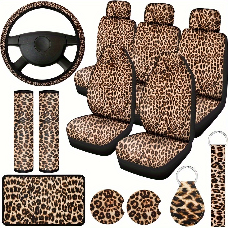 15 Stück Leopardenmuster Auto Innenausstattung Set Autositz - Temu