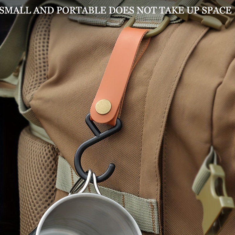 S Shape PU Leather Storage Hook Keychain for Camping