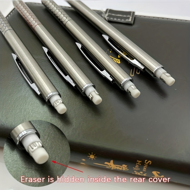 4ps Metal Mechanical Pencils Set With Lead Refills Drafting - Temu