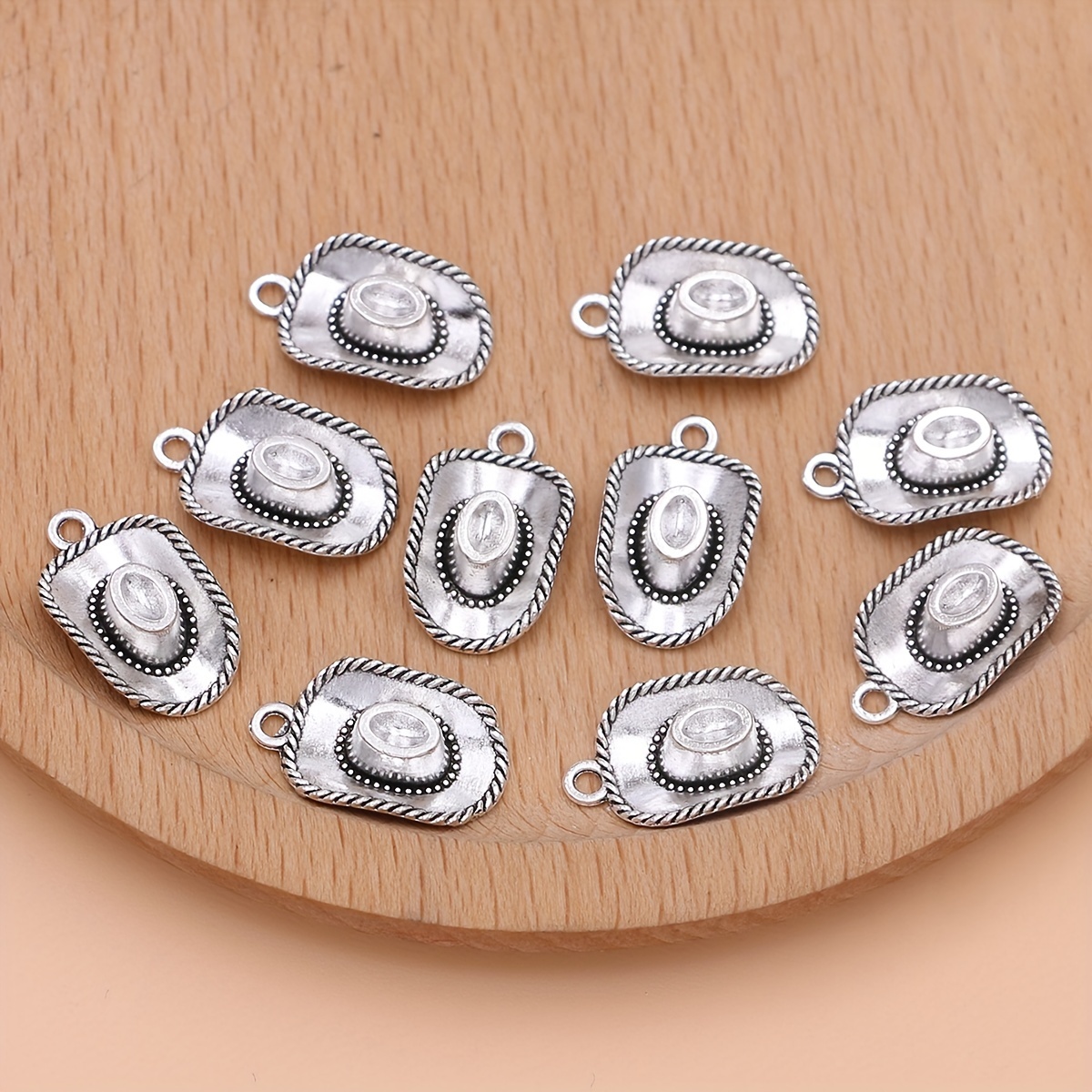 

10pcs Antique Silvery Plated Cowboy Hat Creative Charm Pendant Fashion For Jewelry Making Bracelet Necklace Earrings Keychain Bag Clothing Charms Accessories Diy Craft