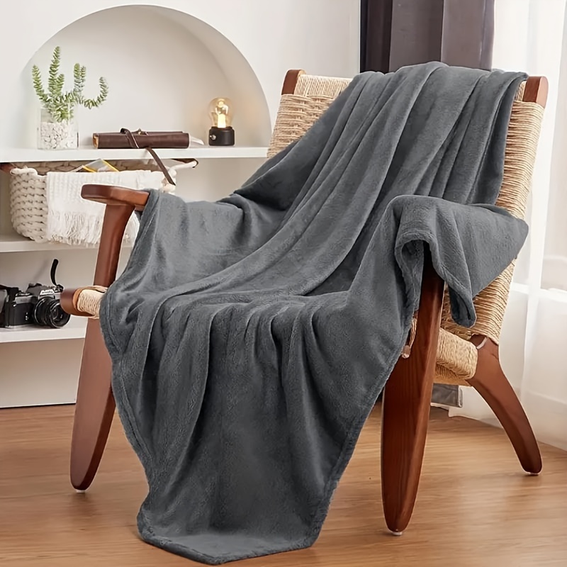 1pc plain flannel blanket soft warm throw blanket nap blanket for couch sofa office bed camping travel multi purpose gift blanket for   details 3