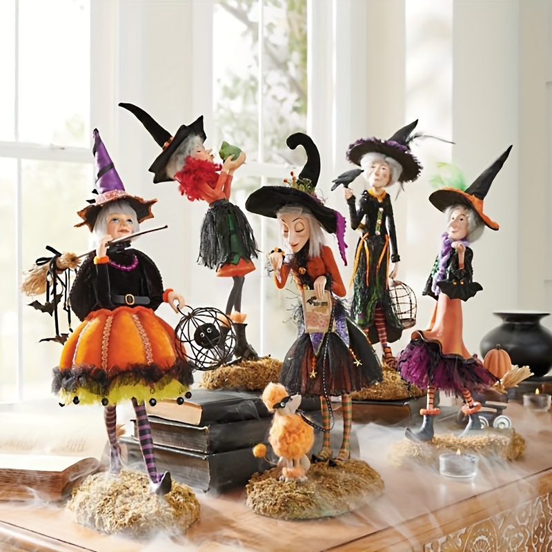 Adorables décorations de chat nain de sorcière - Figurines imperméables  pour l'intérieur et l'extérieur du jardin, joli décor d'Halloween-C