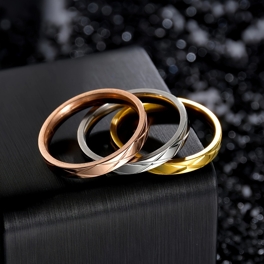 3pcs Tres Anillos Tres Colores Acero Inoxidable Oro Rosa Temu Chile