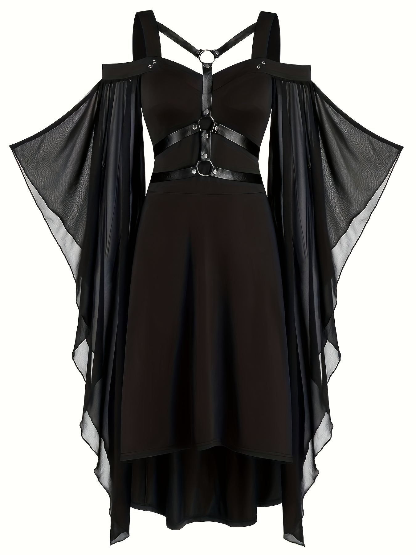 Gothic Batwing Sleeve Asymmetrical Dress Vintage Cold - Temu