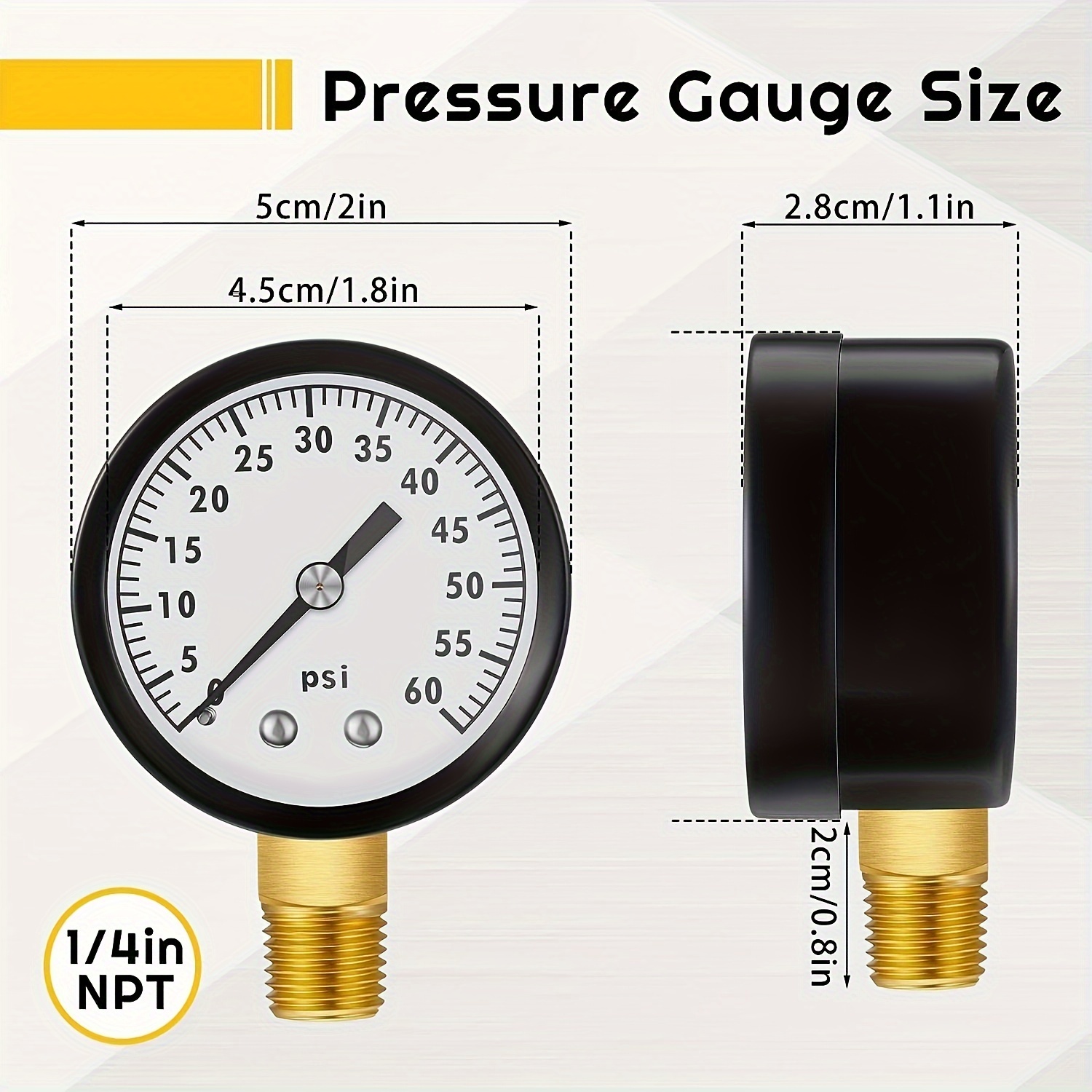 1pc/2pcs Pool Filter Pressure Gauge 2 Zoll Zifferblatt 0 60 - Temu