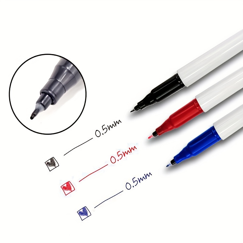 

3pcs Erasable Fine Point Whiteboard Markers, 0.5mm Tip - Non-toxic, Ideal For Office Meetings & School Supplies