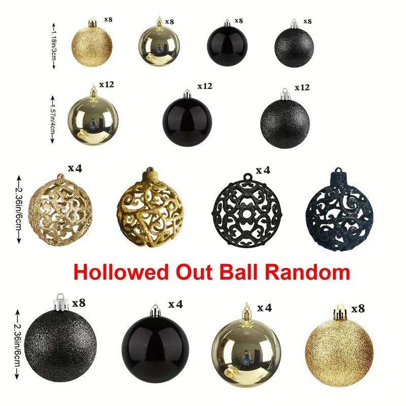 Black Golden Christmas Balls Ornaments For Xmas Christmas - Temu