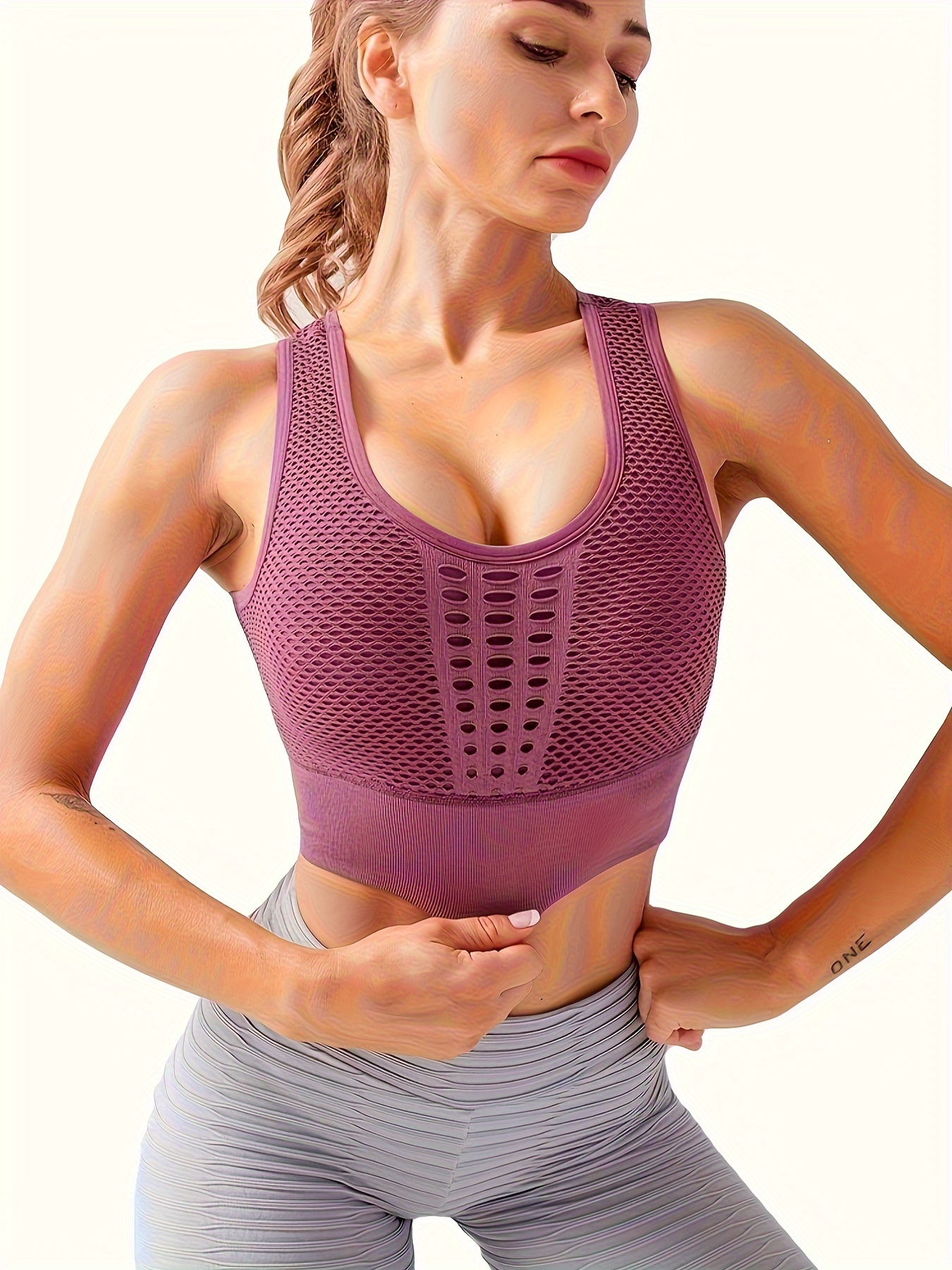 Sexy Padded Sports Bras for Women High Impact Workout Yoga Tank Top Mesh Gym  Running Sports Bra, Women's Fashion, Activewear on Carousell