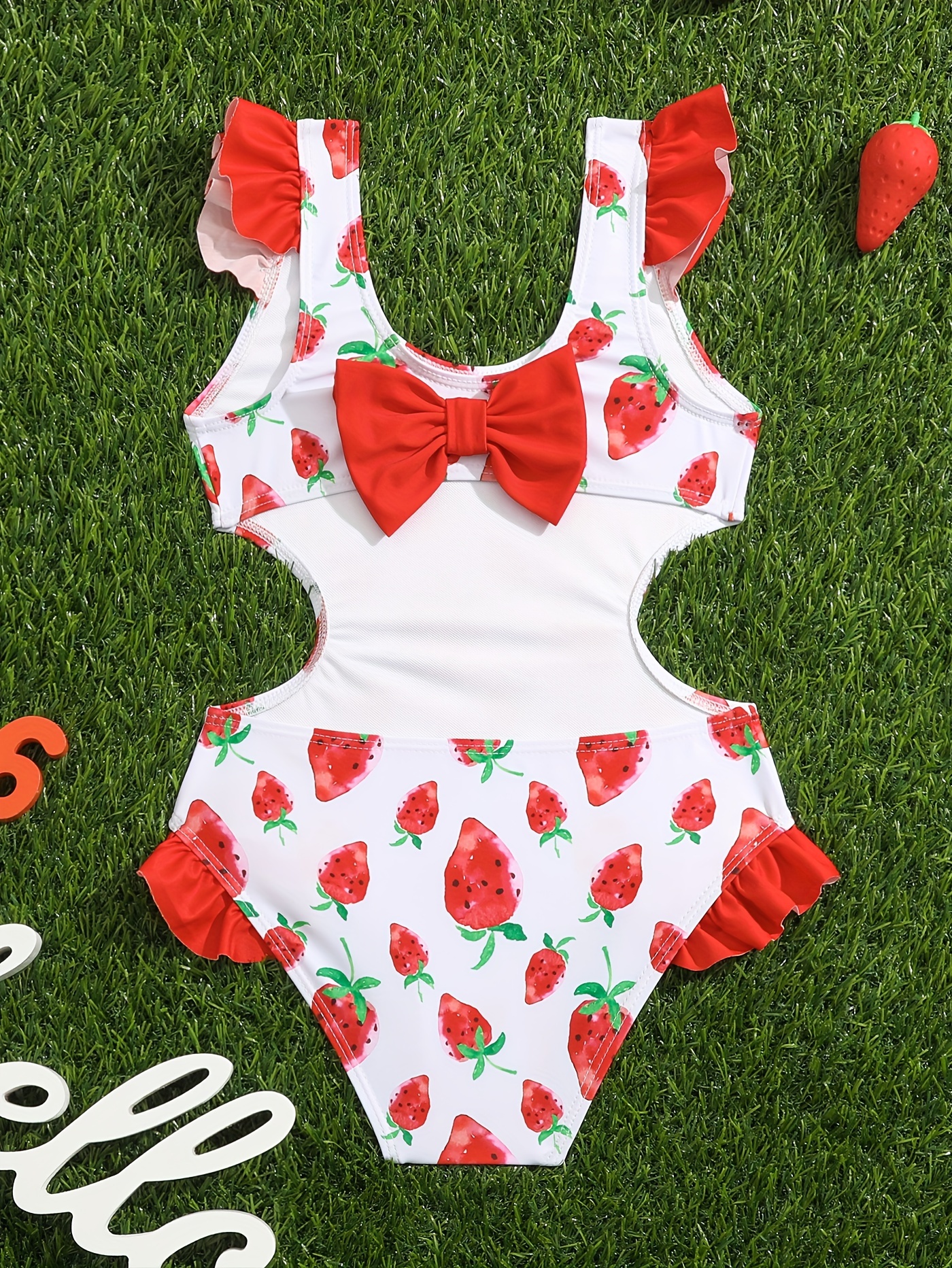 Girls Sweet Strawberry One Piece Swimsuit